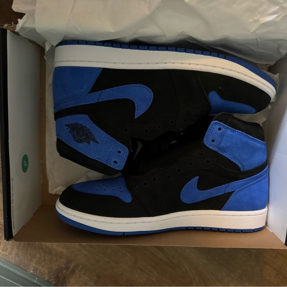 Nike Men's Black and Royal Blue High-Tops